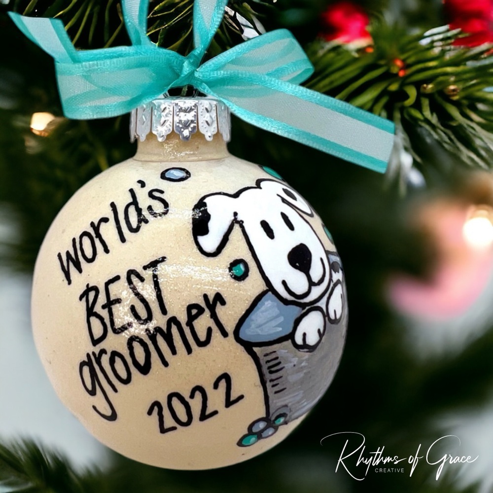 World’s Best Groomer Christmas Ornament – Perfect Gift for Pet Pros! Handmade